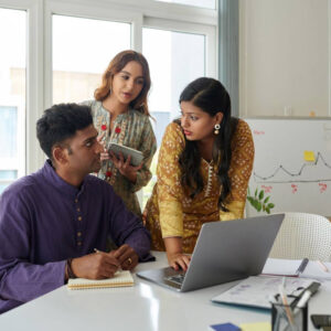 Coworkers collaborating in a meeting